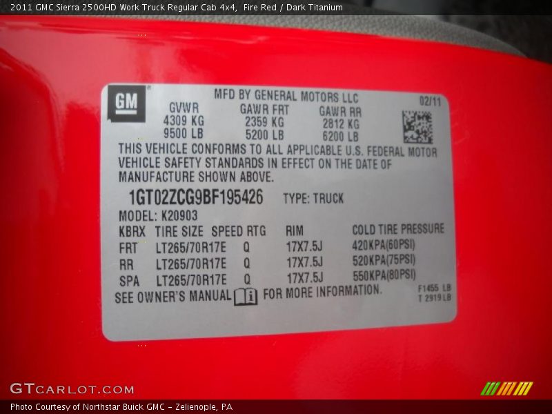 Fire Red / Dark Titanium 2011 GMC Sierra 2500HD Work Truck Regular Cab 4x4