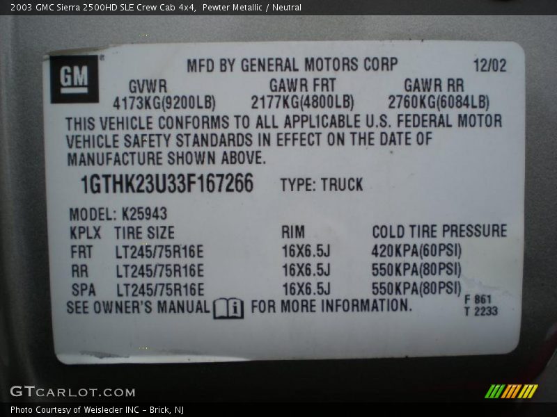 Pewter Metallic / Neutral 2003 GMC Sierra 2500HD SLE Crew Cab 4x4