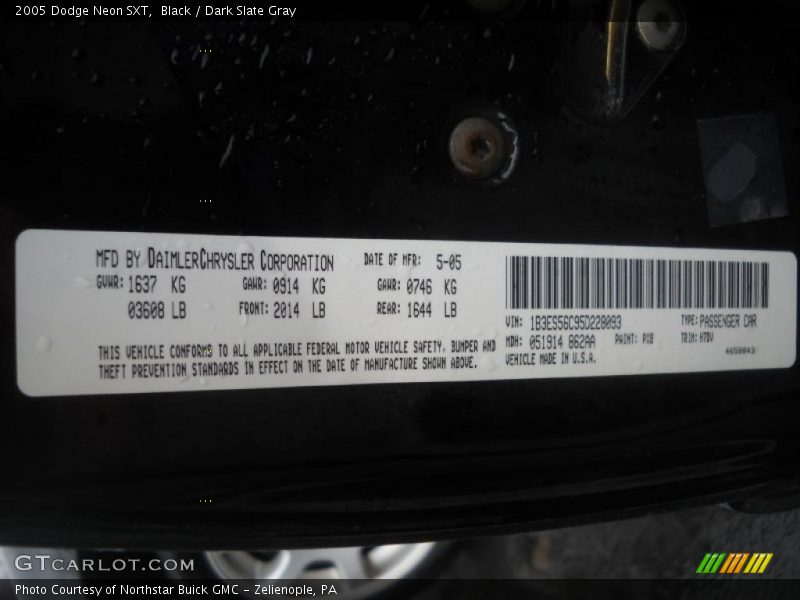 Black / Dark Slate Gray 2005 Dodge Neon SXT