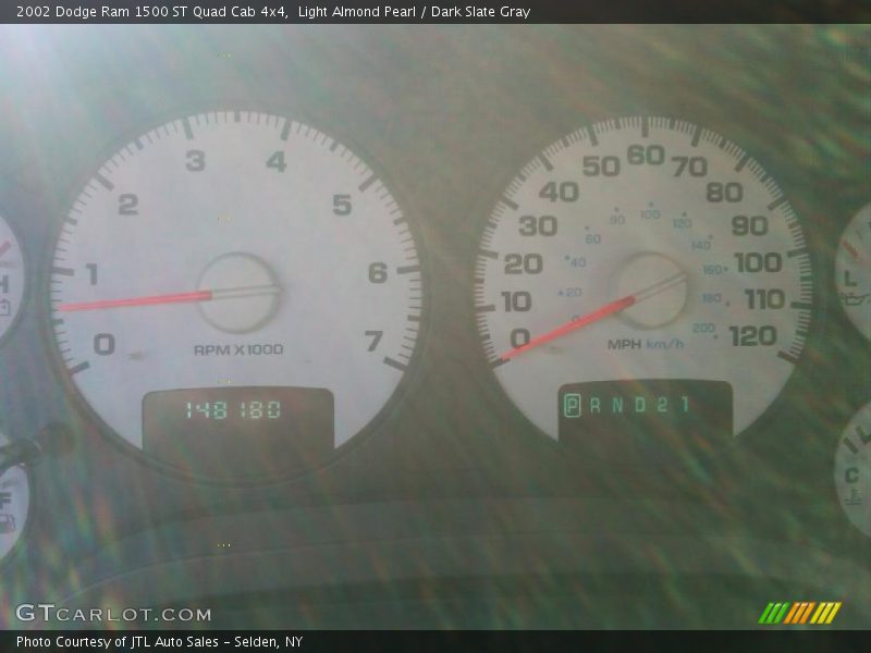 Light Almond Pearl / Dark Slate Gray 2002 Dodge Ram 1500 ST Quad Cab 4x4
