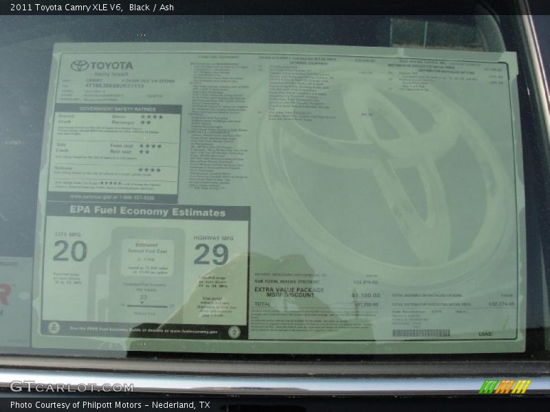 Black / Ash 2011 Toyota Camry XLE V6