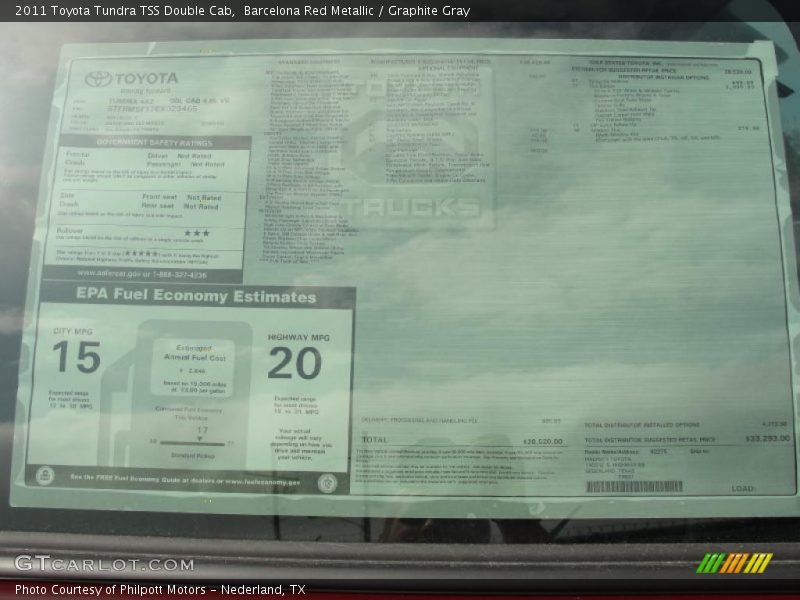  2011 Tundra TSS Double Cab Window Sticker