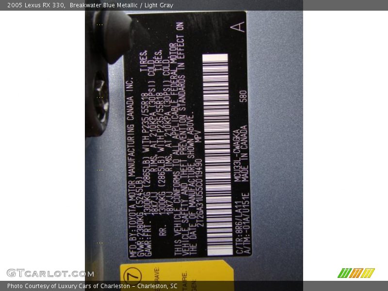 Breakwater Blue Metallic / Light Gray 2005 Lexus RX 330