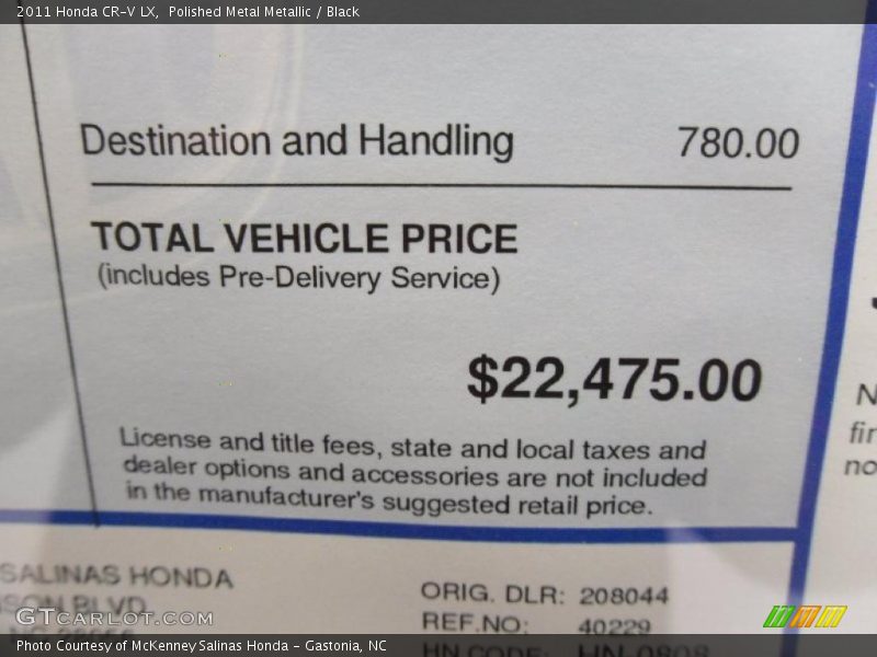 Polished Metal Metallic / Black 2011 Honda CR-V LX