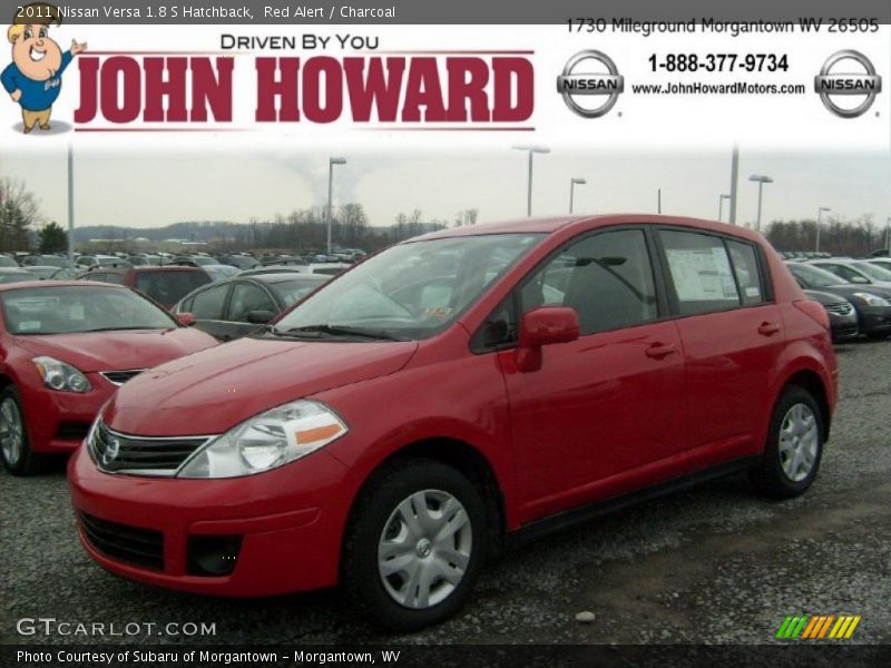 Red Alert / Charcoal 2011 Nissan Versa 1.8 S Hatchback