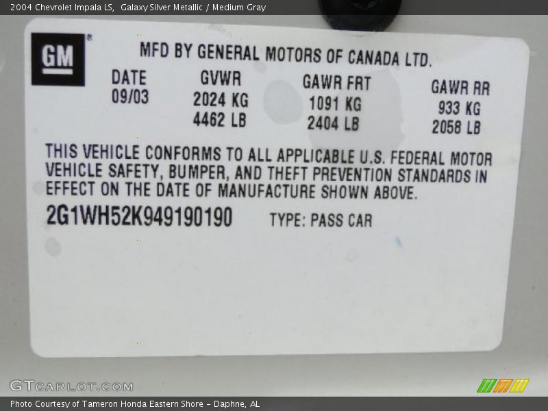 Galaxy Silver Metallic / Medium Gray 2004 Chevrolet Impala LS