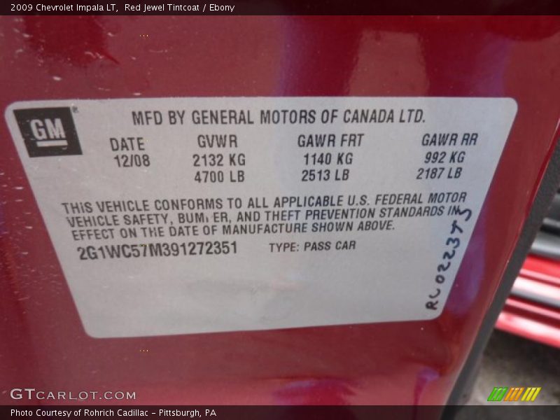 Red Jewel Tintcoat / Ebony 2009 Chevrolet Impala LT