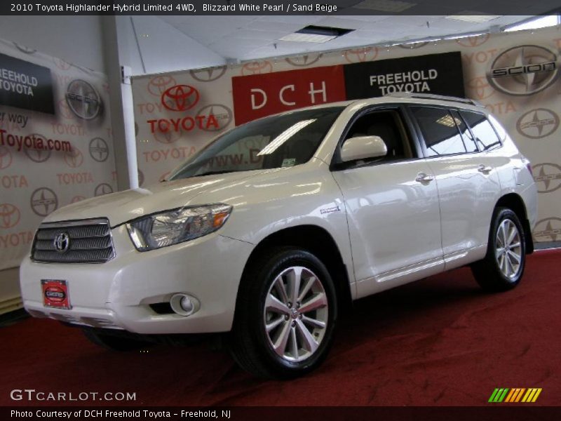 Blizzard White Pearl / Sand Beige 2010 Toyota Highlander Hybrid Limited 4WD
