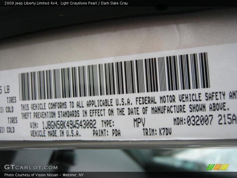 Light Graystone Pearl / Dark Slate Gray 2009 Jeep Liberty Limited 4x4