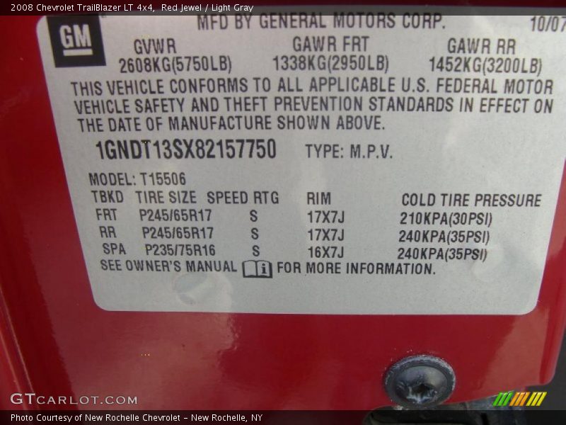 Red Jewel / Light Gray 2008 Chevrolet TrailBlazer LT 4x4
