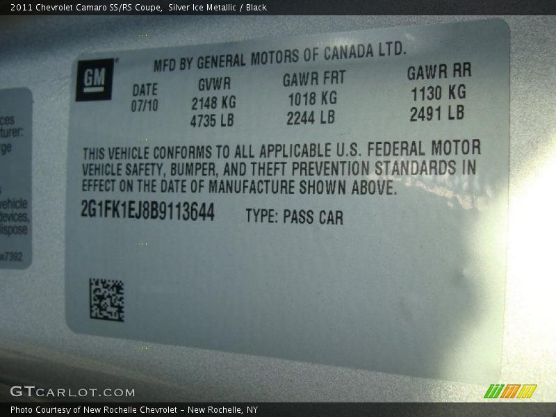 Silver Ice Metallic / Black 2011 Chevrolet Camaro SS/RS Coupe