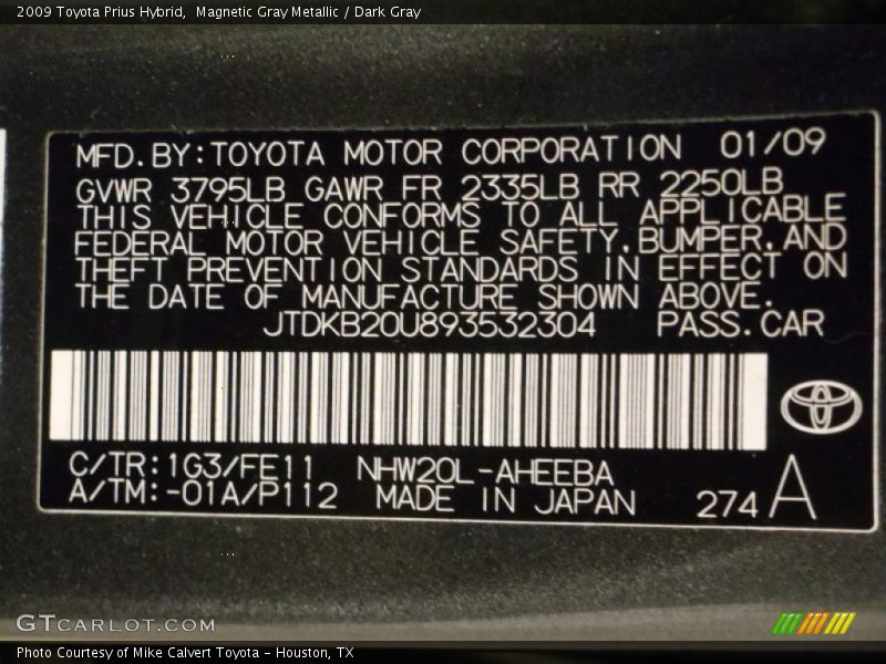Magnetic Gray Metallic / Dark Gray 2009 Toyota Prius Hybrid