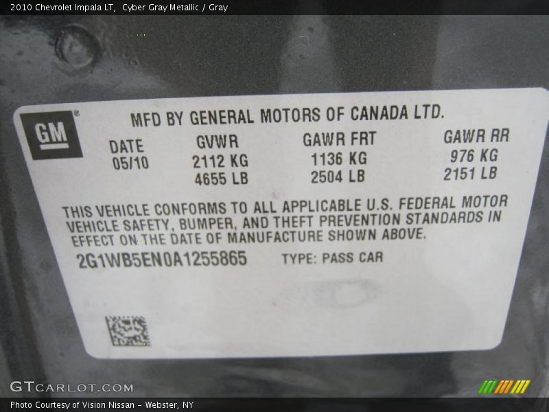 Cyber Gray Metallic / Gray 2010 Chevrolet Impala LT
