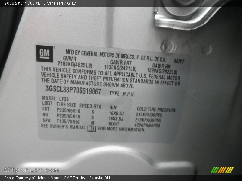 Silver Pearl / Gray 2008 Saturn VUE XE