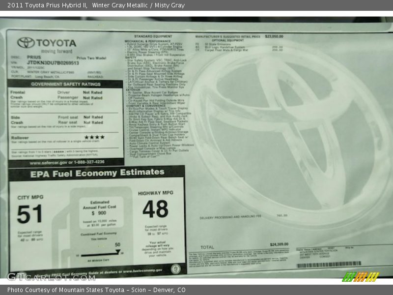 Winter Gray Metallic / Misty Gray 2011 Toyota Prius Hybrid II