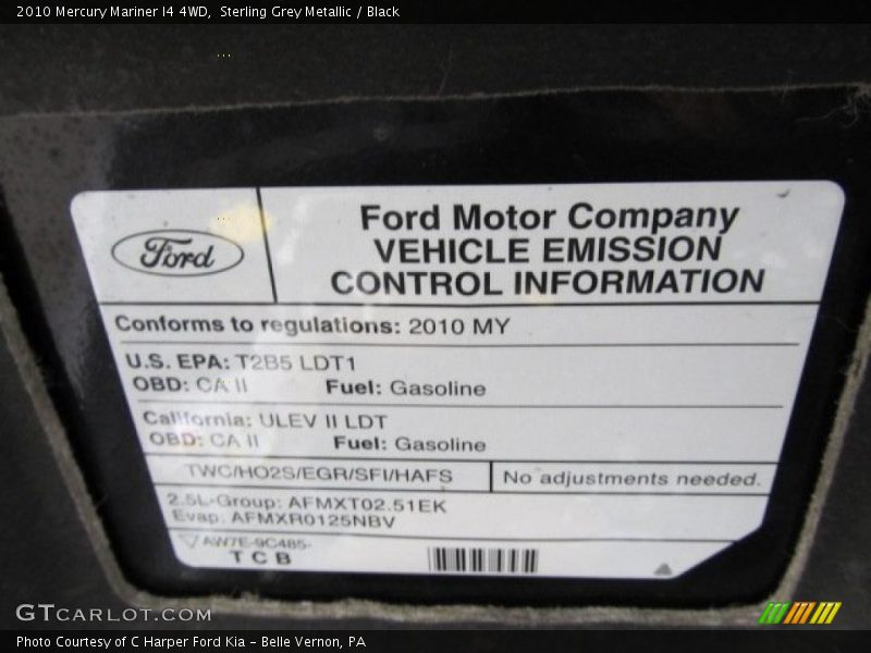 Sterling Grey Metallic / Black 2010 Mercury Mariner I4 4WD