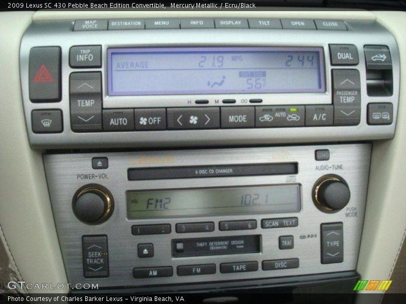 Controls of 2009 SC 430 Pebble Beach Edition Convertible