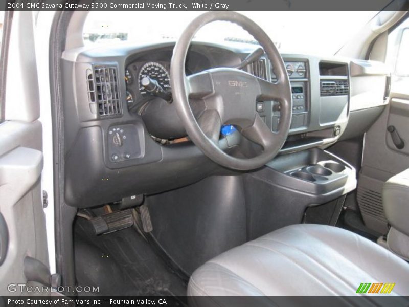 White / Gray 2004 GMC Savana Cutaway 3500 Commercial Moving Truck