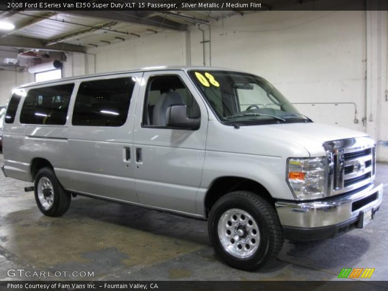 Silver Metallic / Medium Flint 2008 Ford E Series Van E350 Super Duty XLT 15 Passenger