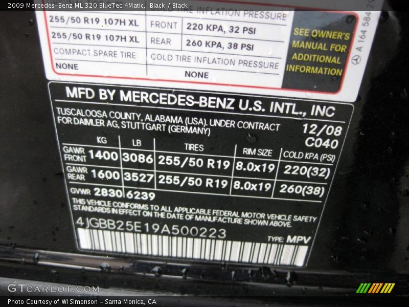 Black / Black 2009 Mercedes-Benz ML 320 BlueTec 4Matic