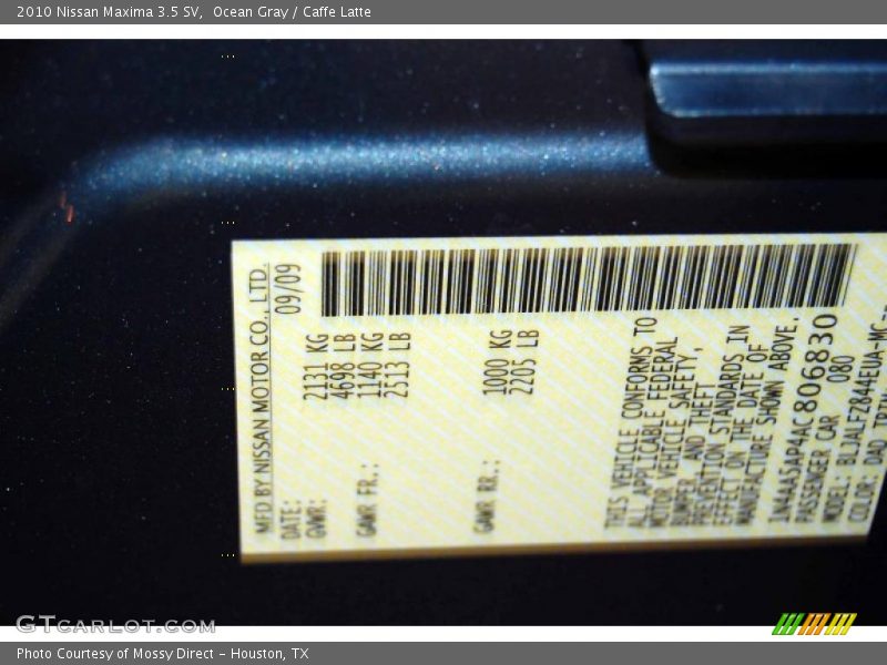 Ocean Gray / Caffe Latte 2010 Nissan Maxima 3.5 SV