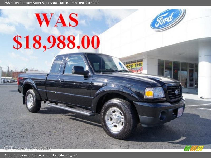 Black / Medium Dark Flint 2008 Ford Ranger Sport SuperCab