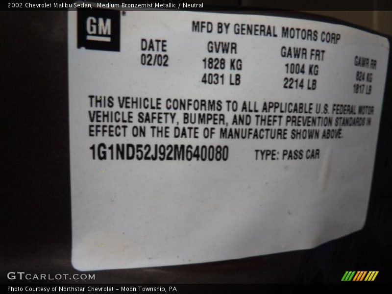 Medium Bronzemist Metallic / Neutral 2002 Chevrolet Malibu Sedan