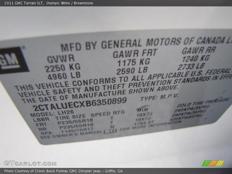 Olympic White / Brownstone 2011 GMC Terrain SLT
