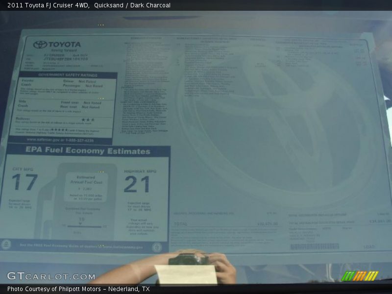  2011 FJ Cruiser 4WD Window Sticker