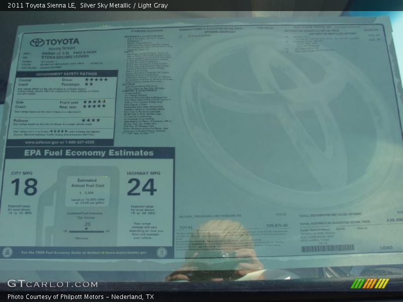 Silver Sky Metallic / Light Gray 2011 Toyota Sienna LE