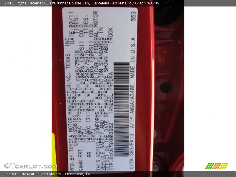 Barcelona Red Metallic / Graphite Gray 2011 Toyota Tacoma SR5 PreRunner Double Cab