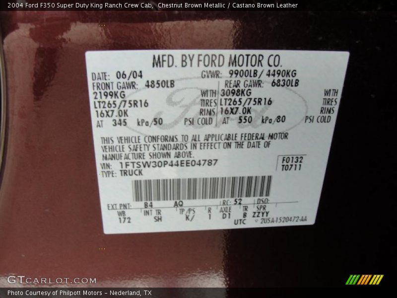 Chestnut Brown Metallic / Castano Brown Leather 2004 Ford F350 Super Duty King Ranch Crew Cab