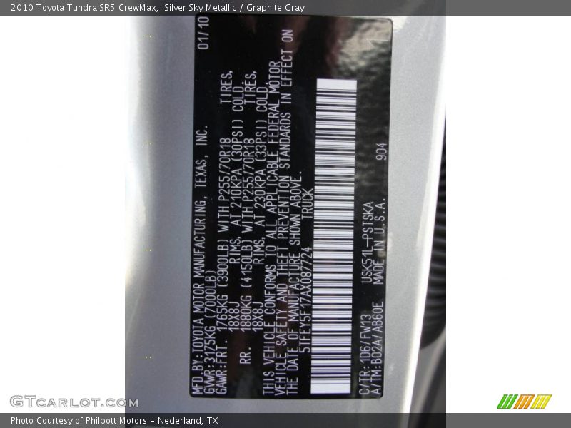Silver Sky Metallic / Graphite Gray 2010 Toyota Tundra SR5 CrewMax
