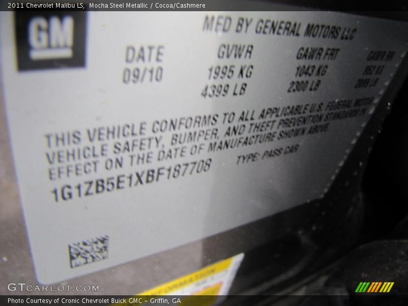 Mocha Steel Metallic / Cocoa/Cashmere 2011 Chevrolet Malibu LS