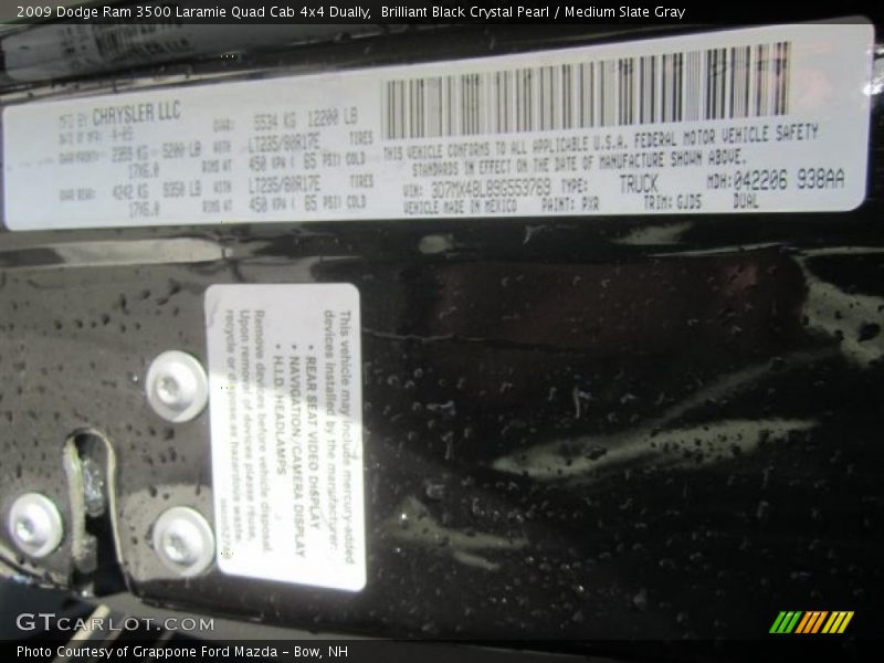 Brilliant Black Crystal Pearl / Medium Slate Gray 2009 Dodge Ram 3500 Laramie Quad Cab 4x4 Dually