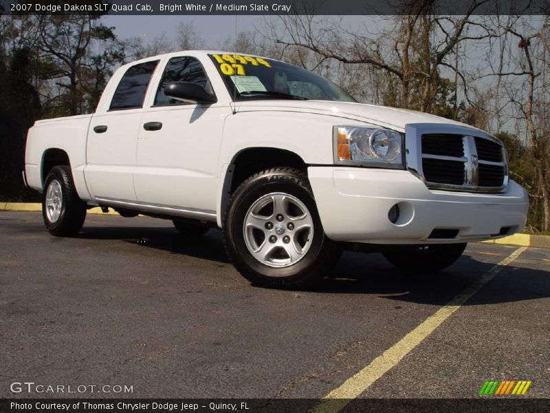 Bright White / Medium Slate Gray 2007 Dodge Dakota SLT Quad Cab