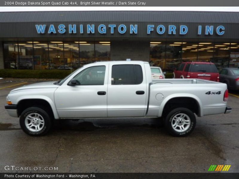 Bright Silver Metallic / Dark Slate Gray 2004 Dodge Dakota Sport Quad Cab 4x4