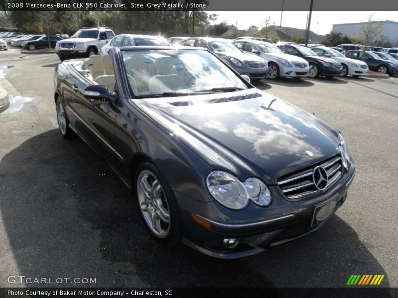 Steel Grey Metallic / Stone 2008 Mercedes-Benz CLK 550 Cabriolet