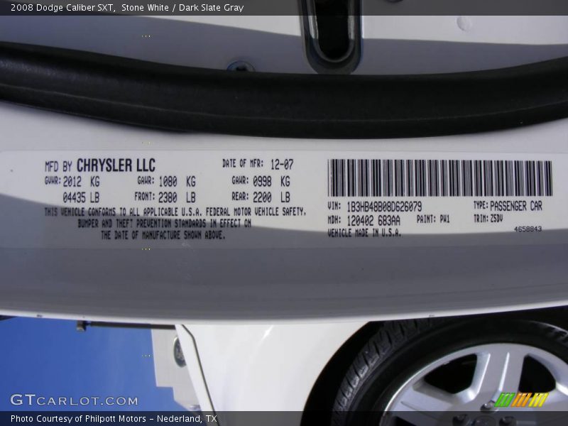 Stone White / Dark Slate Gray 2008 Dodge Caliber SXT