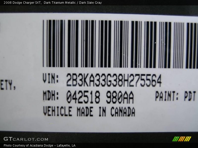 Dark Titanium Metallic / Dark Slate Gray 2008 Dodge Charger SXT