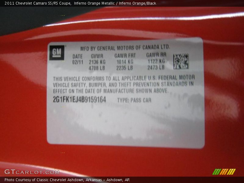 Inferno Orange Metallic / Inferno Orange/Black 2011 Chevrolet Camaro SS/RS Coupe