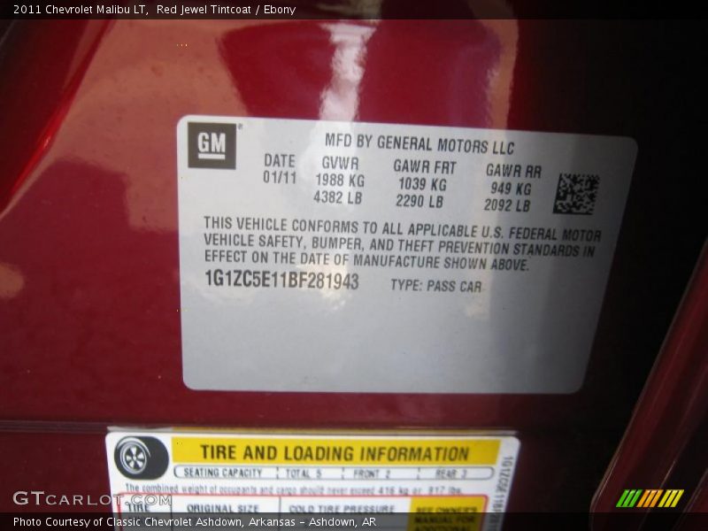 Red Jewel Tintcoat / Ebony 2011 Chevrolet Malibu LT