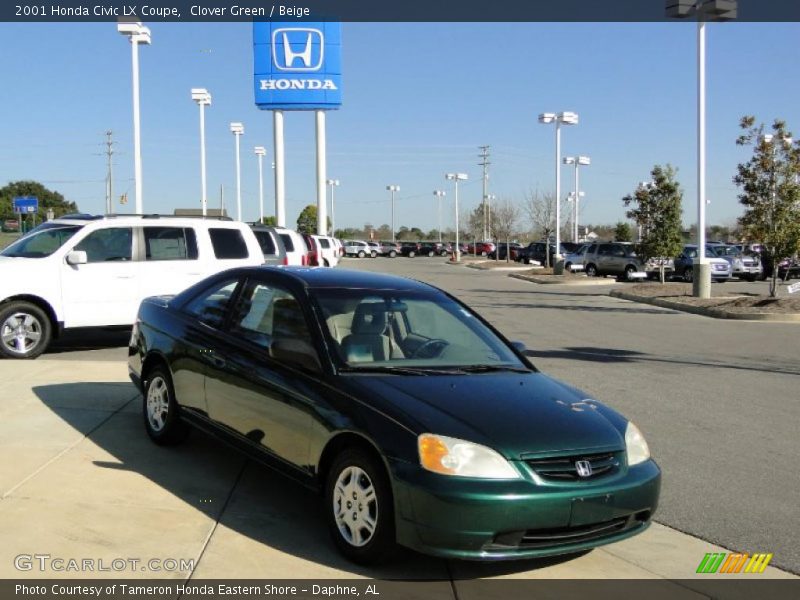 Clover Green / Beige 2001 Honda Civic LX Coupe