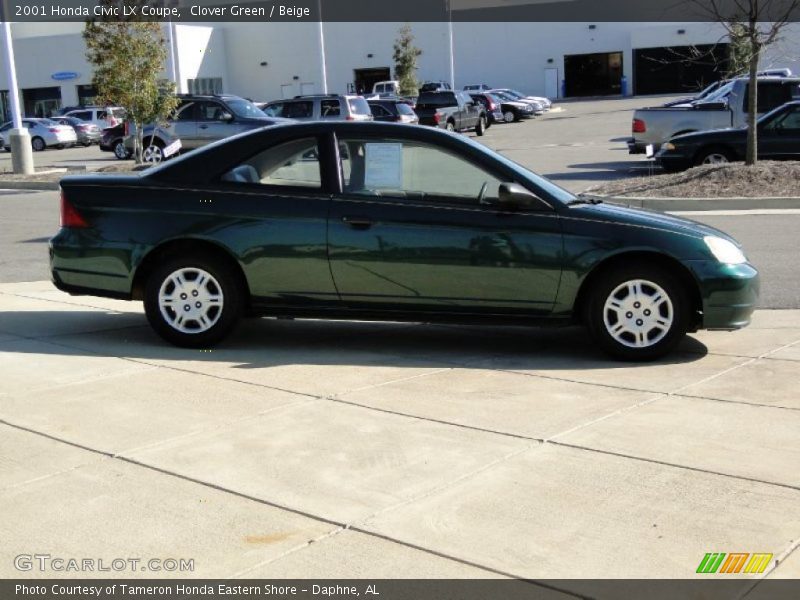 Clover Green / Beige 2001 Honda Civic LX Coupe