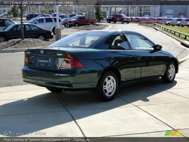 Clover Green / Beige 2001 Honda Civic LX Coupe