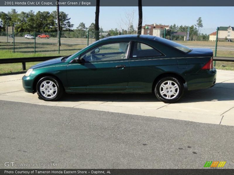 Clover Green / Beige 2001 Honda Civic LX Coupe