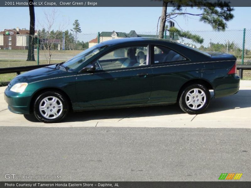 Clover Green / Beige 2001 Honda Civic LX Coupe