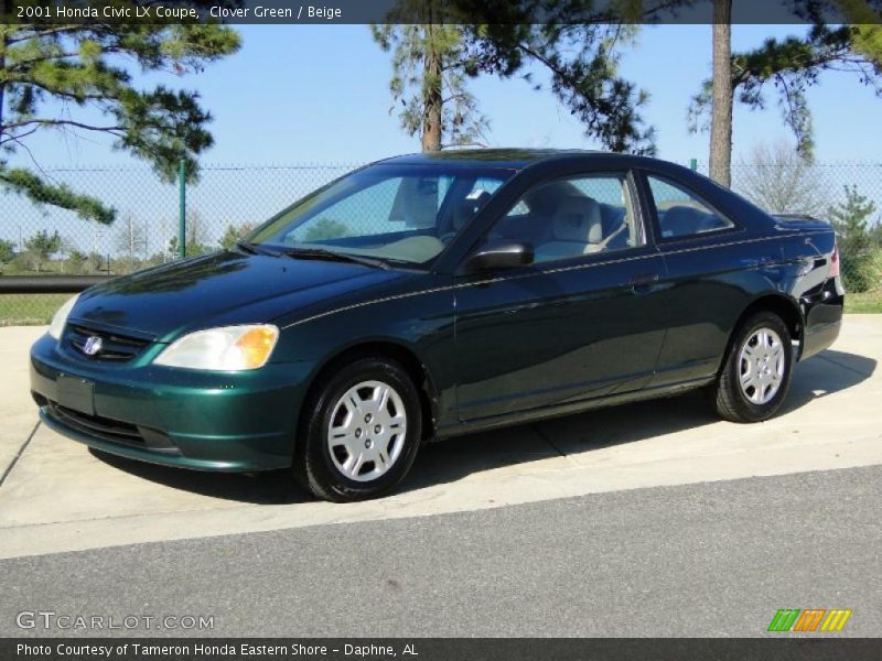 Clover Green / Beige 2001 Honda Civic LX Coupe