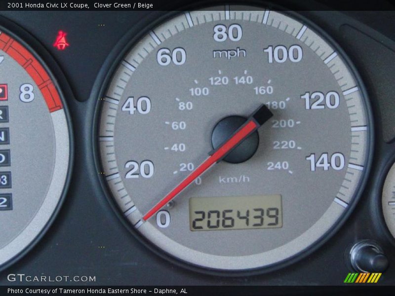 Clover Green / Beige 2001 Honda Civic LX Coupe