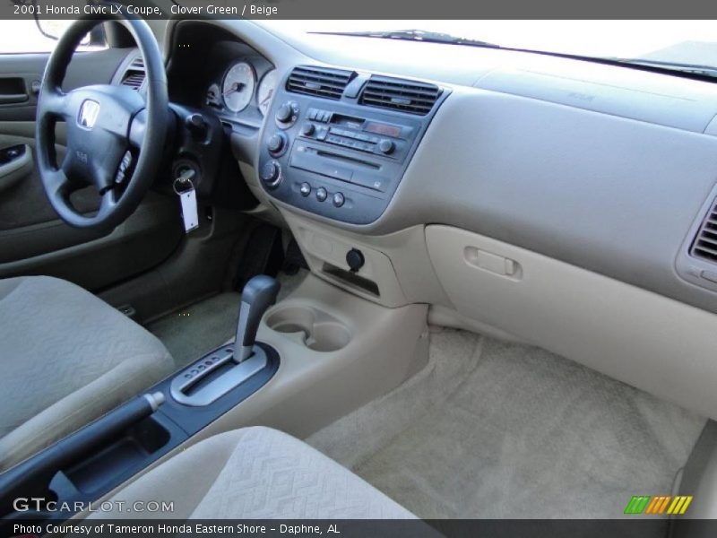 Clover Green / Beige 2001 Honda Civic LX Coupe